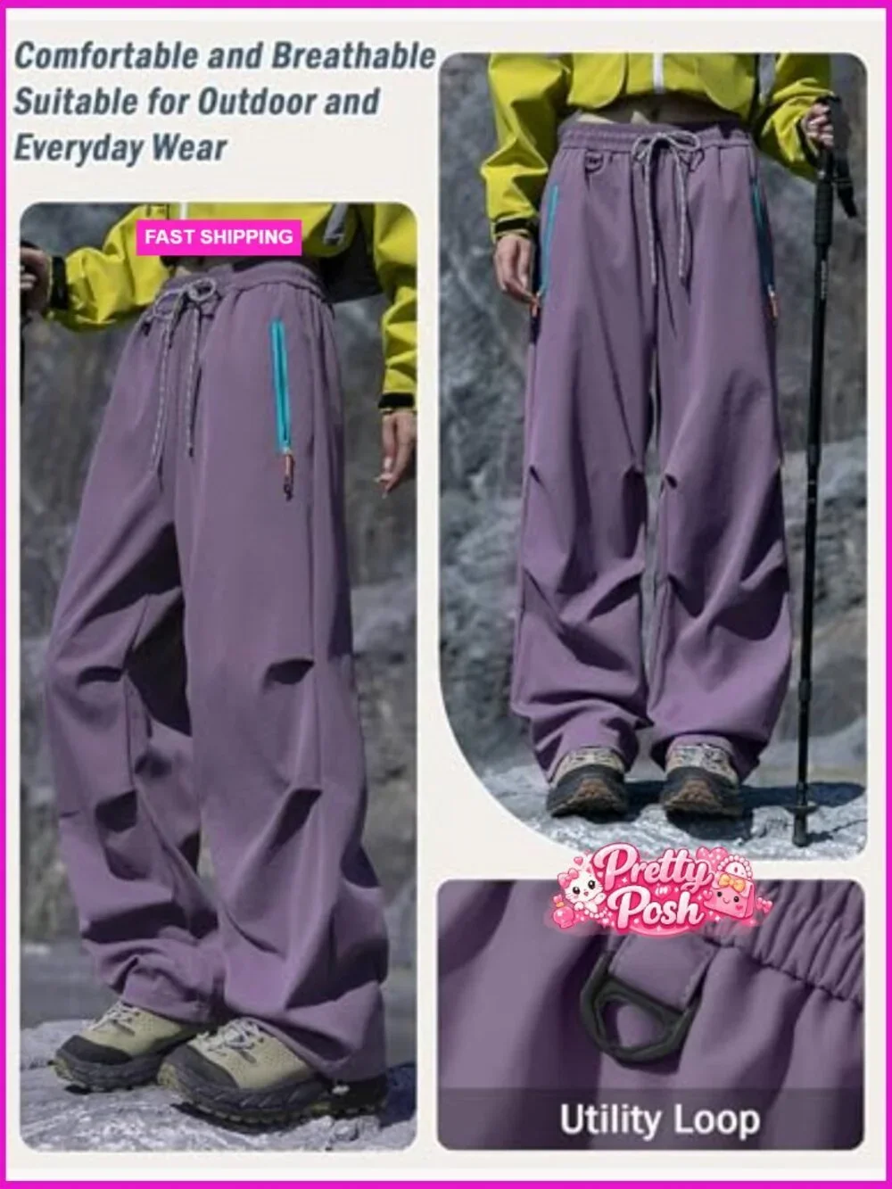 Waterproof Quick-Dry Cargo Pants with Zipper Pockets for Hiking